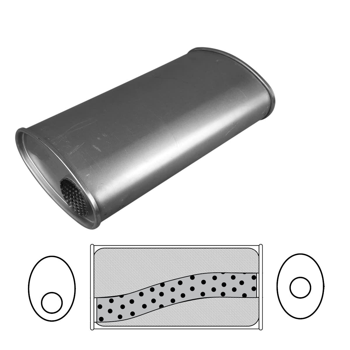 Redback 4" Megaflow Muffler – 14" Offset/Centre | D1027M