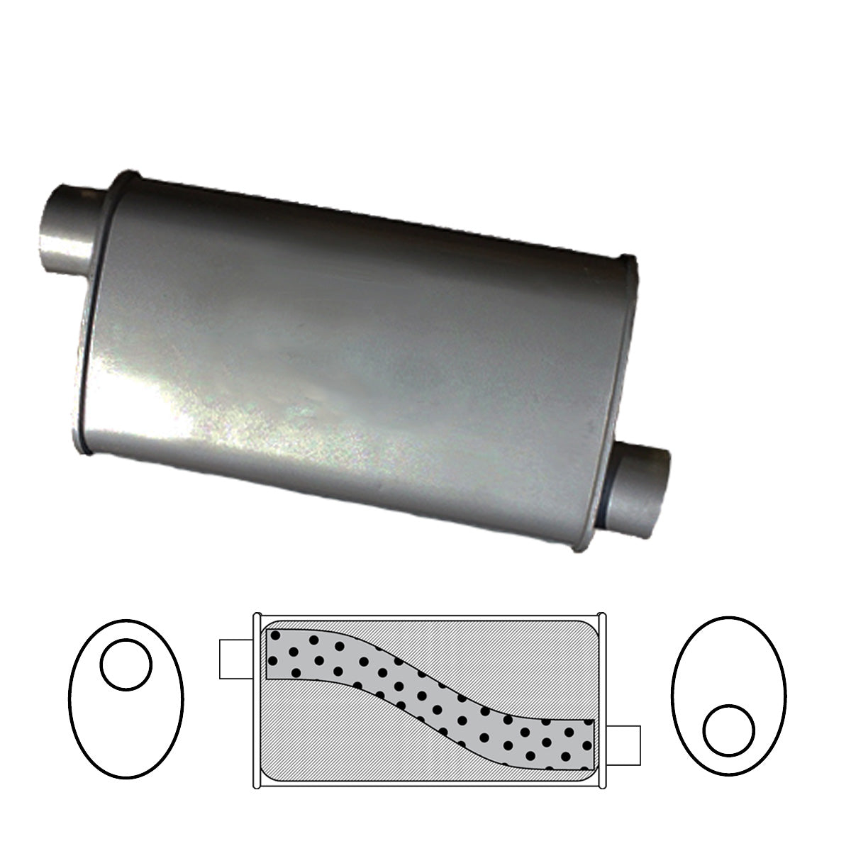 Redback 2 1/2" Megaflow Muffler – 14" Offset/Offset | F728M