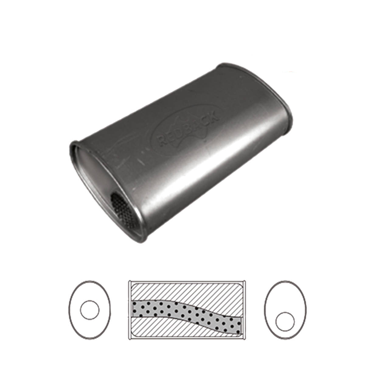 Redback 3" Megaflow Muffler – 14" Offset/Centre | F827MN