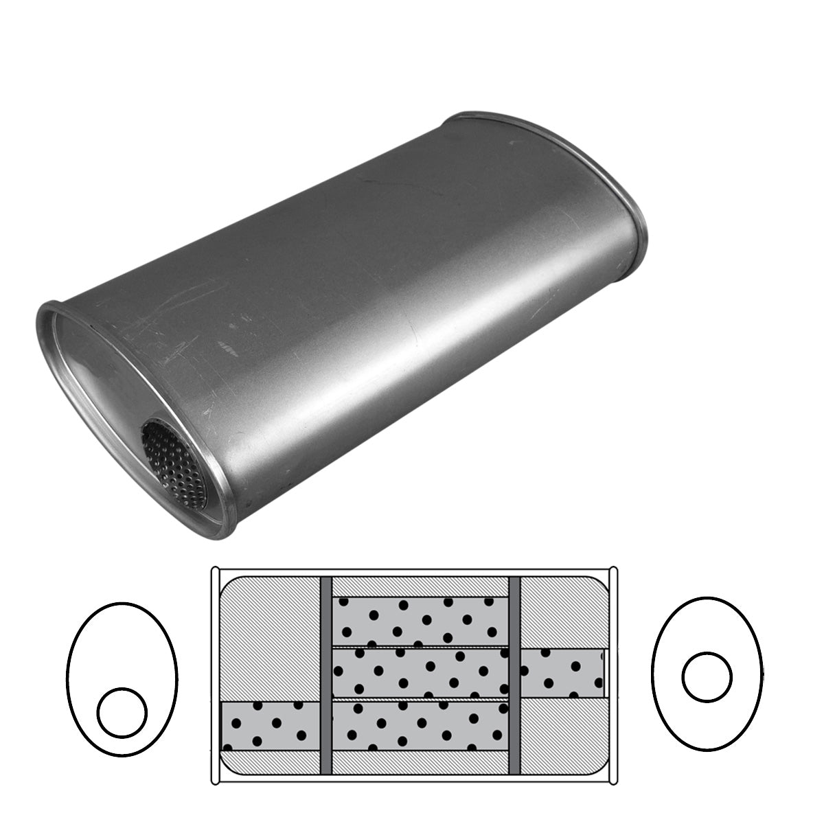 Redback 2 1/4" Triflow Muffler – 20" Offset/Centre | H647N