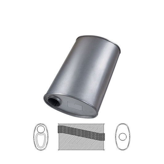 H843MN — 11" x 6" Offset/Centre Configurations Mufflers | Aluminised | Select Your Size Length and Internal Options