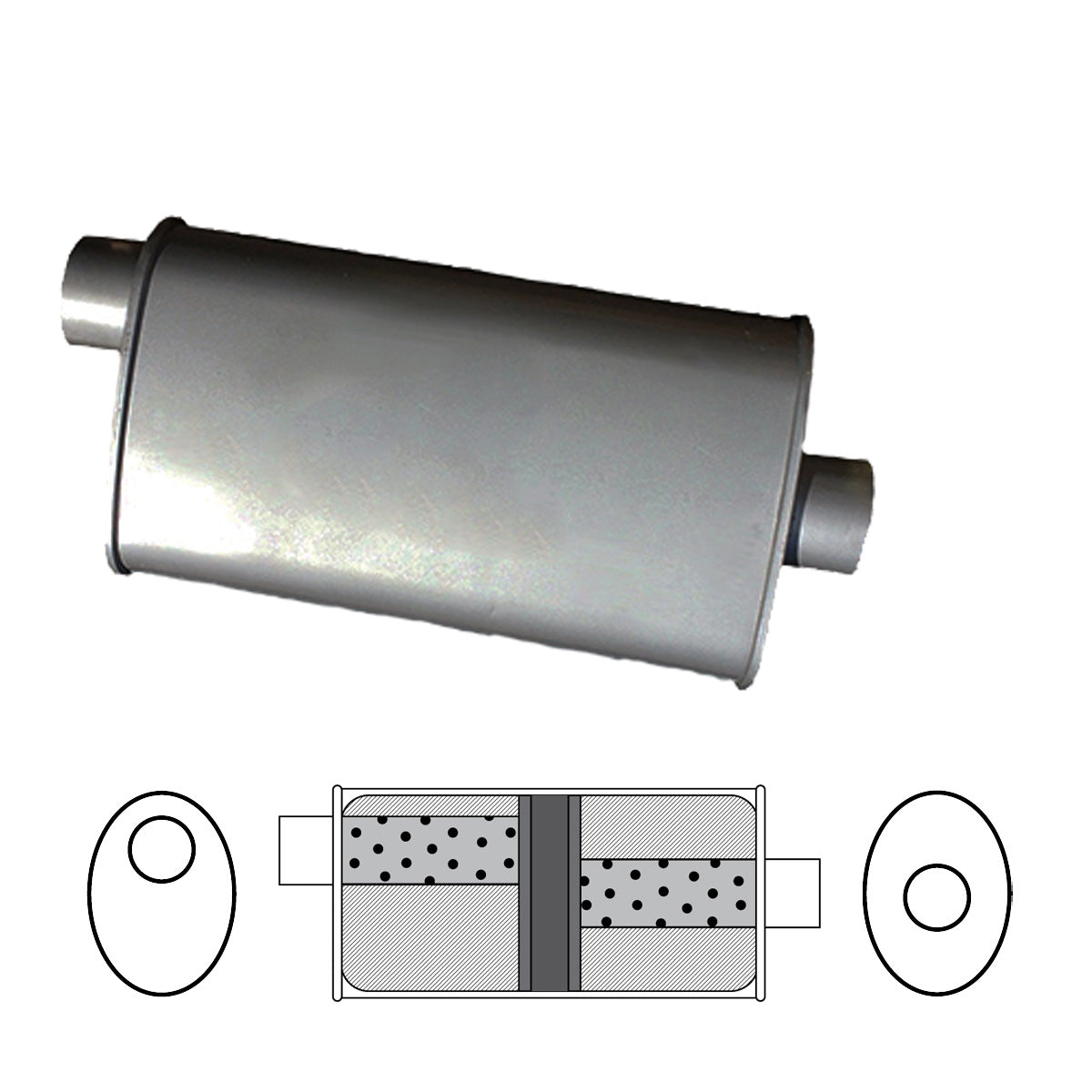 Redback 2" Chambered Muffler – 16" Offset/Centre | J535GPC