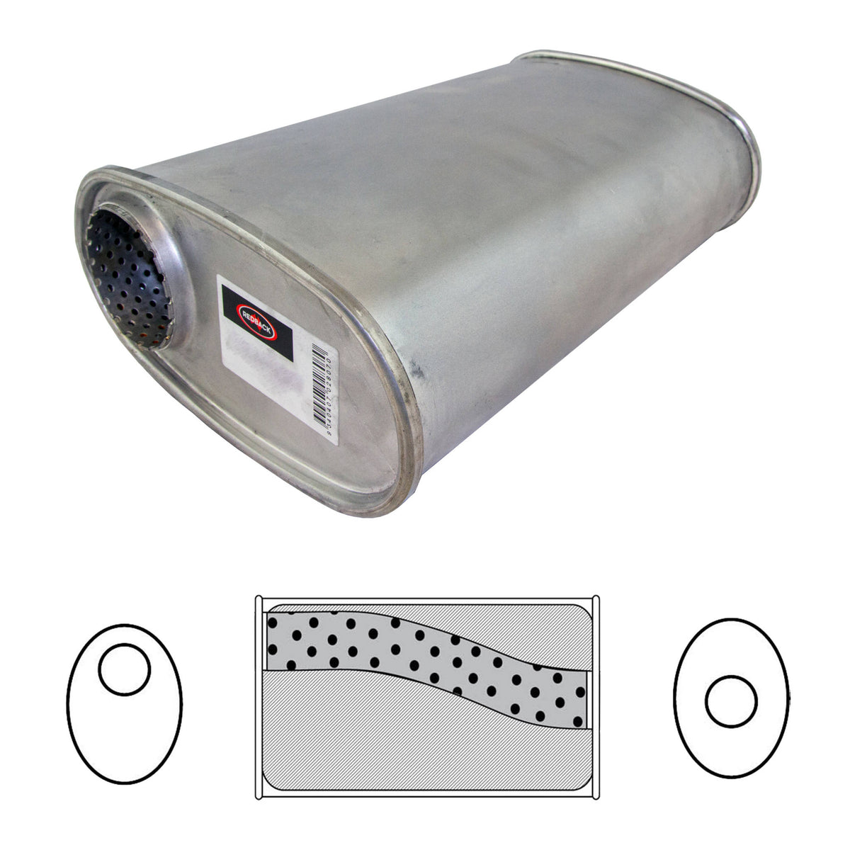 Redback 2" Megaflow Muffler – 16" Offset/Centre | J535MN