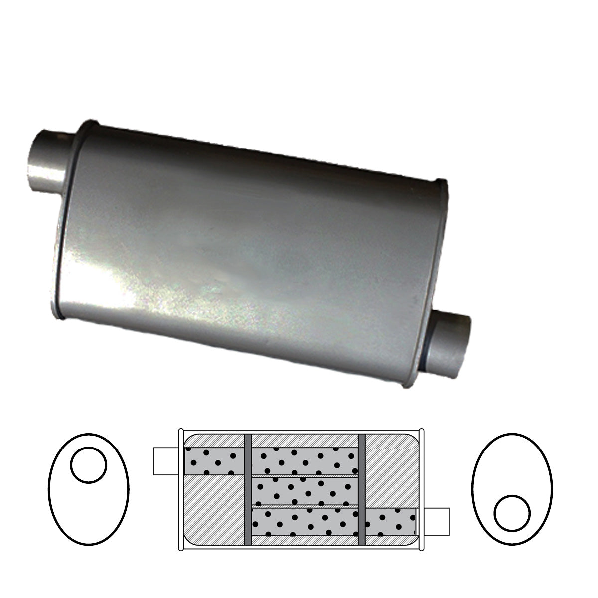 Redback 2" Triflow Muffler – 16" Offset/Offset | J536T