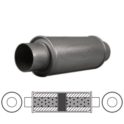 Redback 2 1/2" Chambered Muffler – 12" Centre/Centre | N718GPC