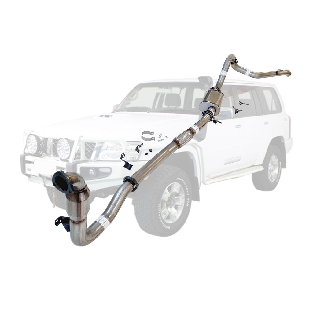 Nissan Patrol Y61 GU 3.0L ZD30 Wagon 2000–2016 3" Turbo-Back Exhaust – Stainless steel – With catalytic converter and muffler – NI206-MCSS — NI206-MCSS