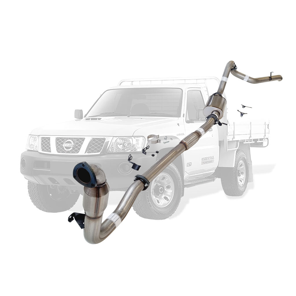 Nissan Patrol Y61 GU 3.0L ZD30 Ute 2000–2016 3" Turbo-Back Exhaust – Stainless steel – With catalytic converter and muffler – NI207-MCSS — NI207-MCSS