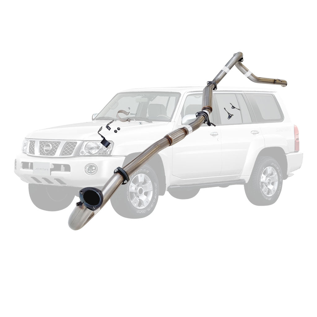 Nissan Patrol Y61 GU TD42 Wagon 3" Dump-Pipe-Back Exhaust – Stainless steel – Hotdog/resonator (dump pipe not included) – NI208-HOSS — NI208-HOSS