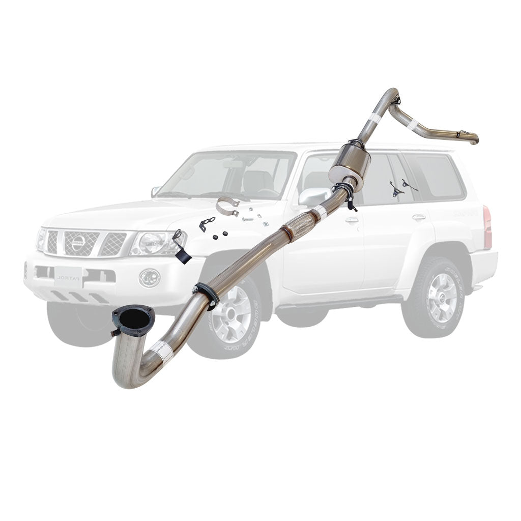 Nissan Patrol Y61 GU TD42 Wagon 3" Dump-Pipe-Back Exhaust – Stainless steel – Muffler (dump pipe not included) – NI208-MOSS — NI208-MOSS