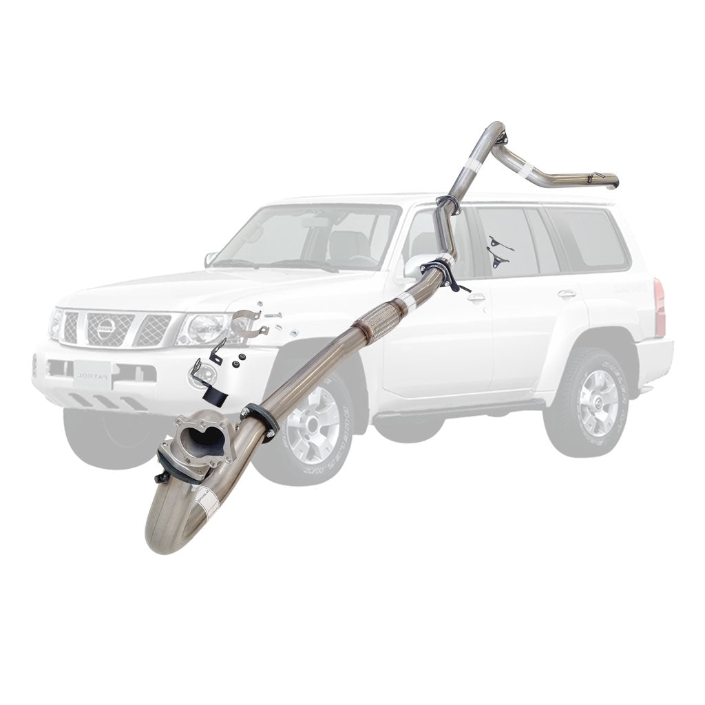 Nissan Patrol Y61 GU TD42 Wagon 3" Turbo-Back Exhaust with Stainless Cast Dump Pipe – Stainless steel – Straight pipe with stainless cast dump pipe – NI208-PDPSS — NI208-PDPSS