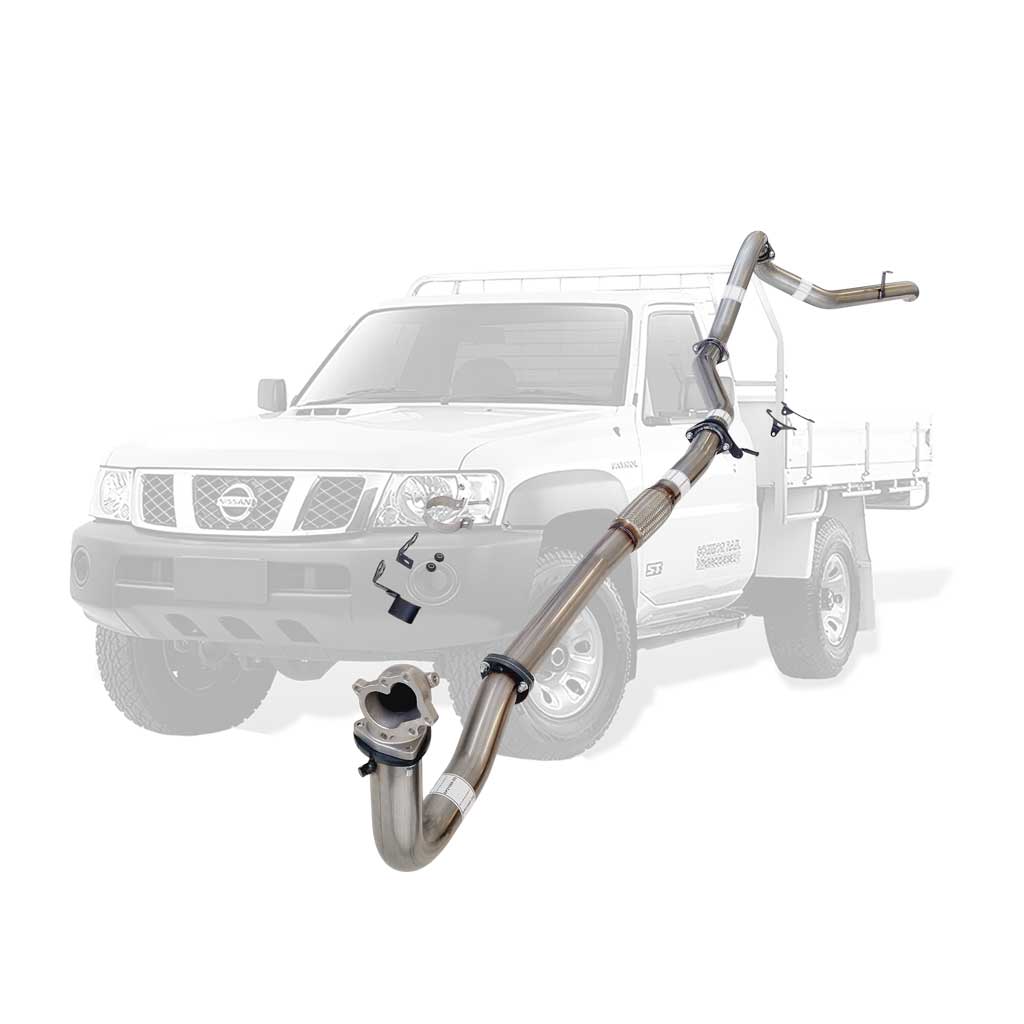 Nissan Patrol Y61 GU TD42 Ute 1996–2006 3" Turbo-Back Exhaust with Stainless Cast Dump Pipe – Stainless steel – Straight pipe with stainless cast dump pipe – NI209-PDPSS — NI209-PDPSS