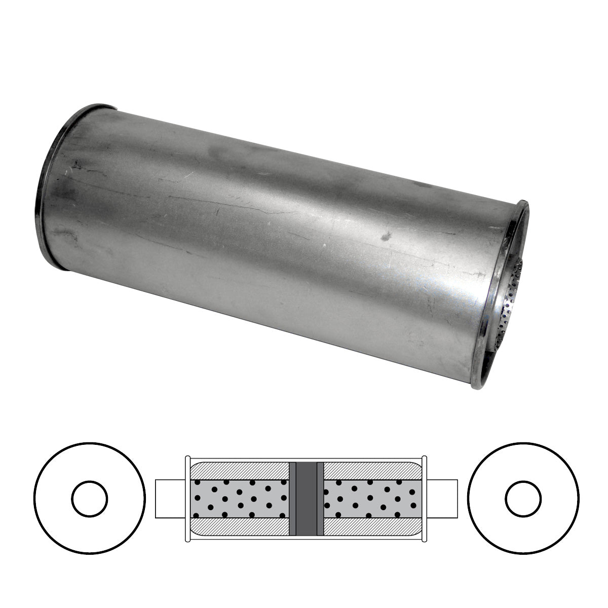 Redback 2 1/2" Chambered Muffler – 14" Centre/Centre | O726GPCN