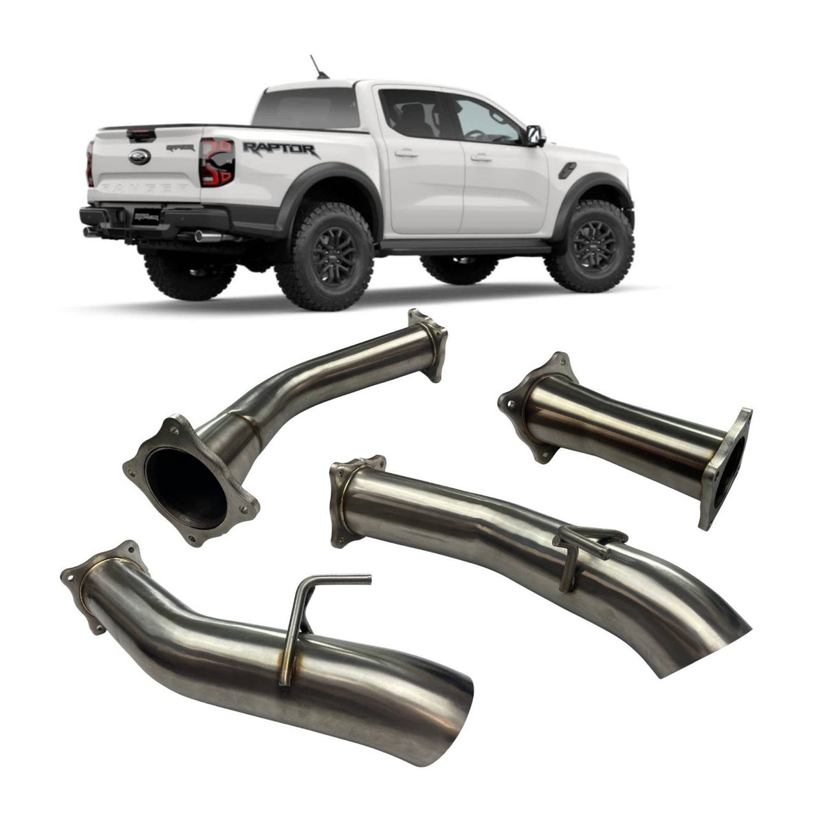 Redback Twin 4-inch Diff-Back Muffler Delete, Weld-On – Ford Ranger Raptor V6 | RPE610FR-TO-304