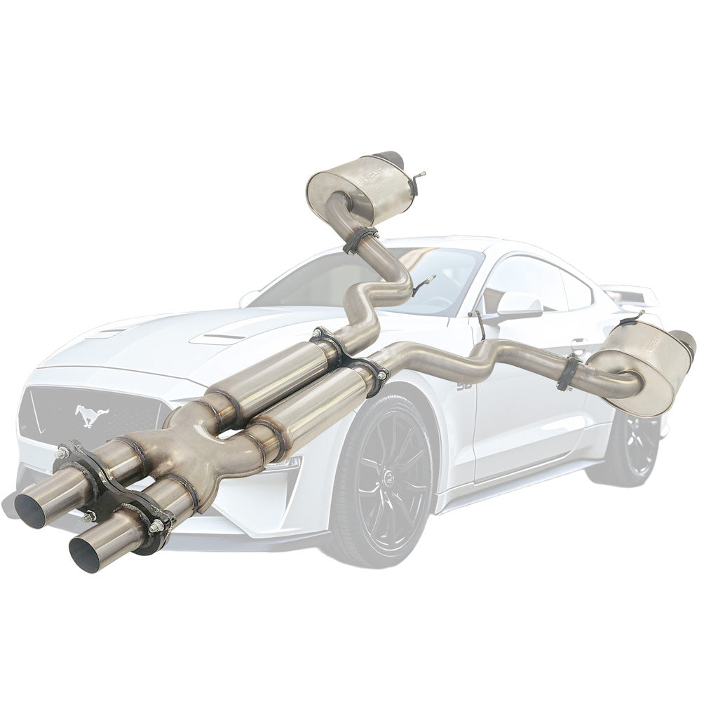 ESA ST800-805-BCT-SS Ford Mustang FM stainless cat-back exhaust with black chrome tips