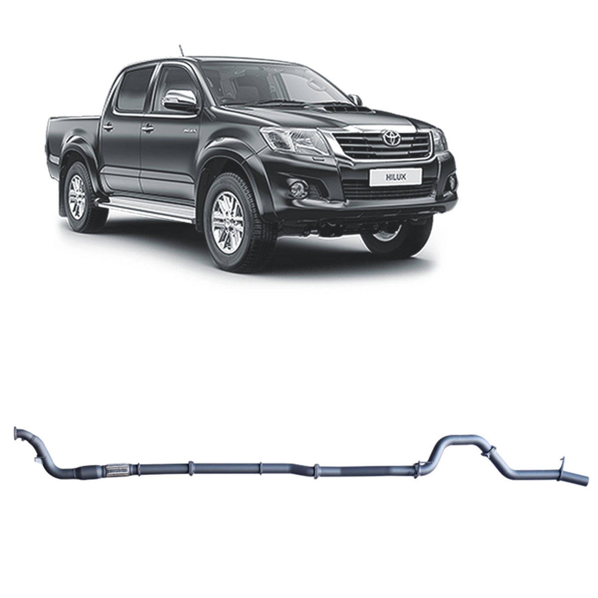 Redback 3-inch Turbo-Back, Cat & Muffler Delete – Toyota Hilux 3.0L D4D | THX42200-CP