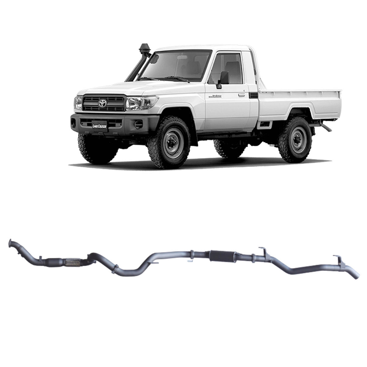 Redback 3-inch Turbo-Back, Cat & Resonator – LandCruiser 79 Single Cab | TLX40200-CR