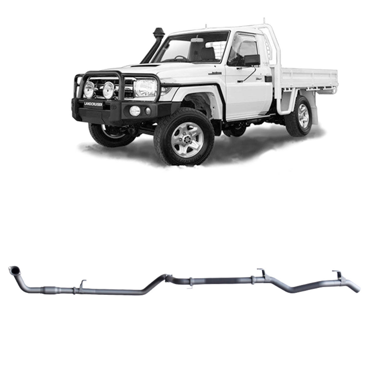Redback 3-inch Dump-Pipe-Back, Cat & Muffler Delete – LandCruiser 79 1HD-FTE | TLX40800-CP