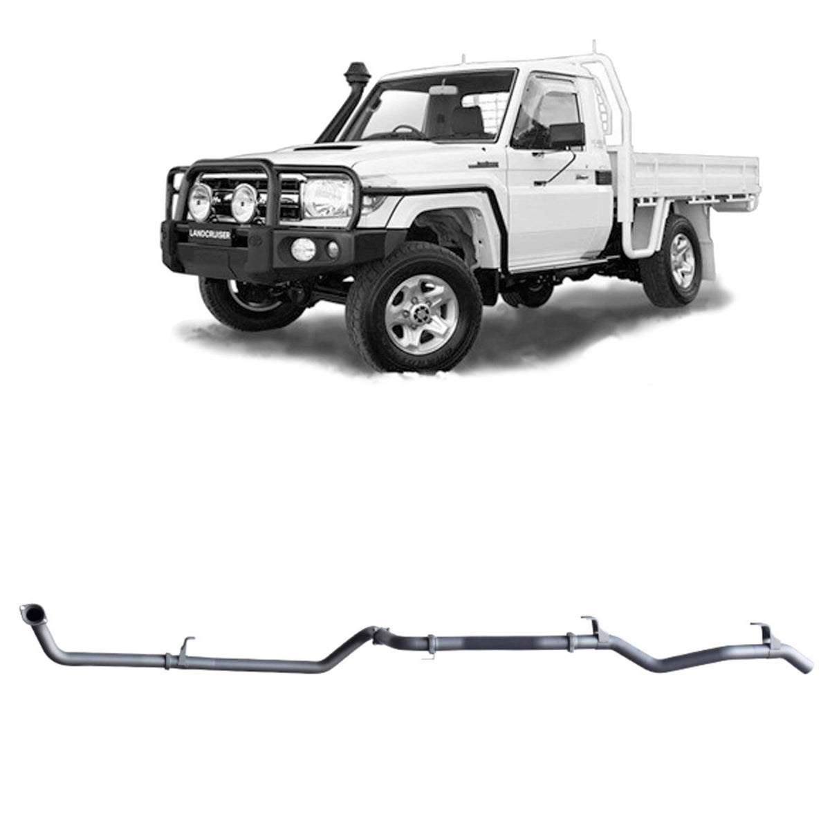 Redback 3-inch Dump-Pipe-Back, Muffler Delete, No Cat – LandCruiser 79 4.2L TD | TLX40800-PO