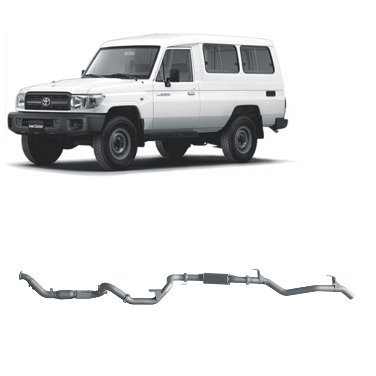 Redback 3-inch Dump-Pipe-Back, Cat & Resonator – LandCruiser 78 1HD-FTE | TLX41100-CR