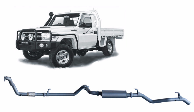 Redback 3-inch Exhaust, Denco Turbo, Large Muffler – LandCruiser 79 4.2L 1HZ | TLX41300-PM-DEN