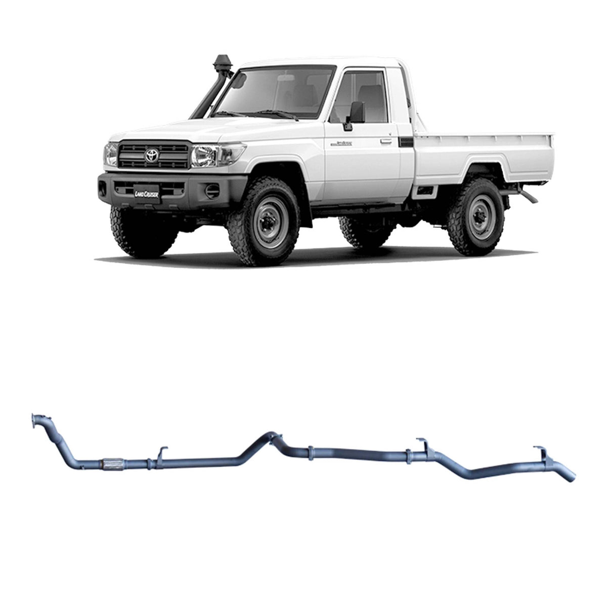 Redback 3-inch Exhaust, DTS Turbo, Muffler Delete – LandCruiser 79 4.2L 1HZ | TLX41300-PO-DTS