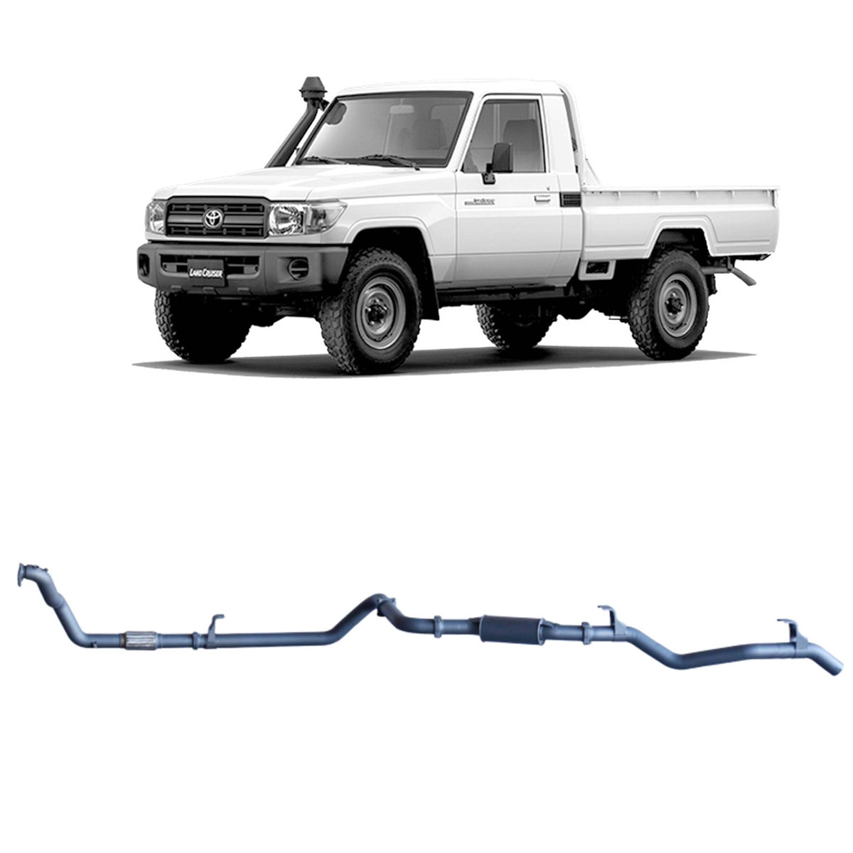 Redback 3-inch Exhaust, Denco Turbo, Resonator – LandCruiser 79 4.2L 1HZ | TLX41300-PR-DEN