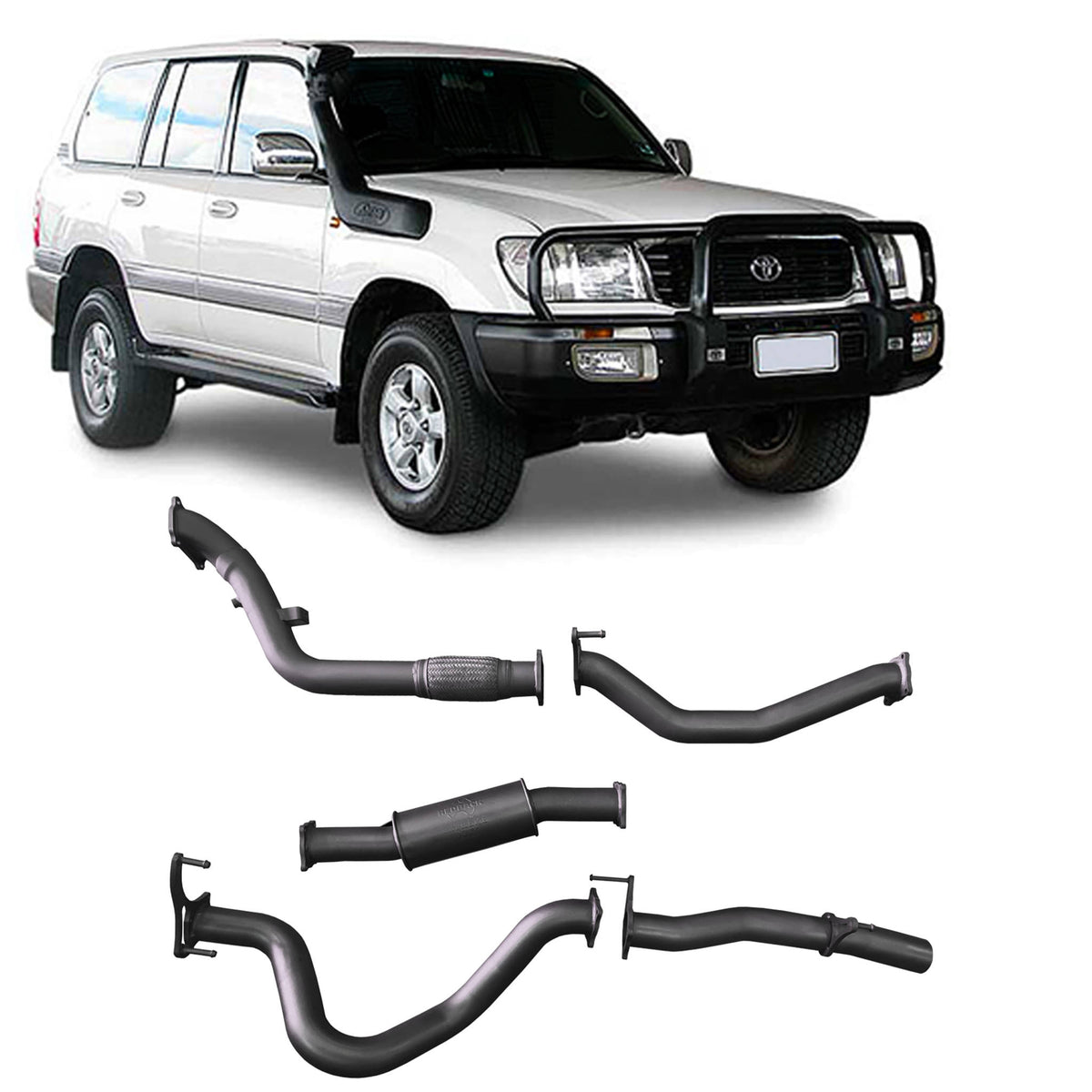 Redback 3-inch Turbo-Back with Resonator, No Cat – LandCruiser 100 1HD-FTE IFS | TLX44900-PR