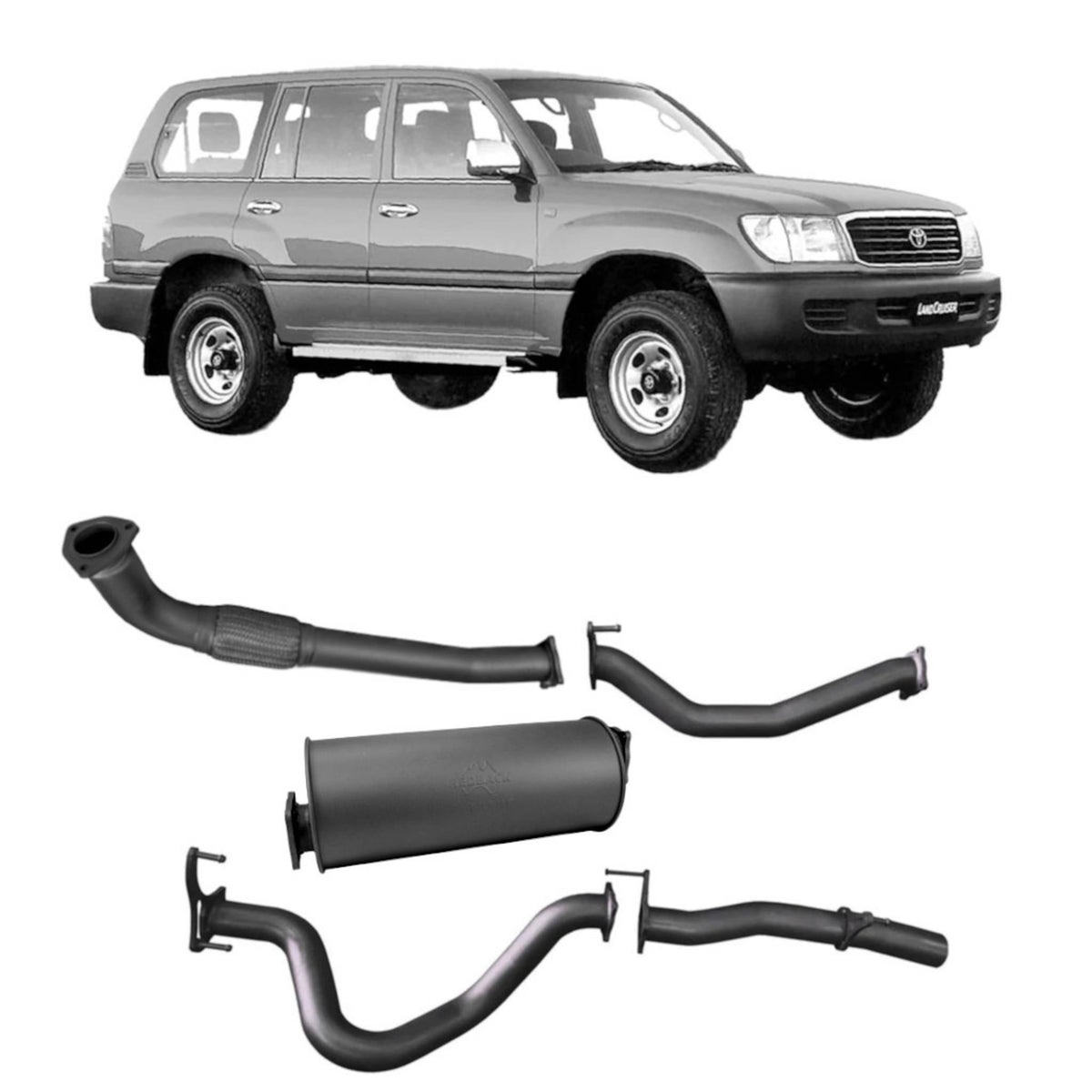 Redback 3-inch Manifold-Back, Large Muffler – LandCruiser 105 Wagon | TLX45200-PM-STD