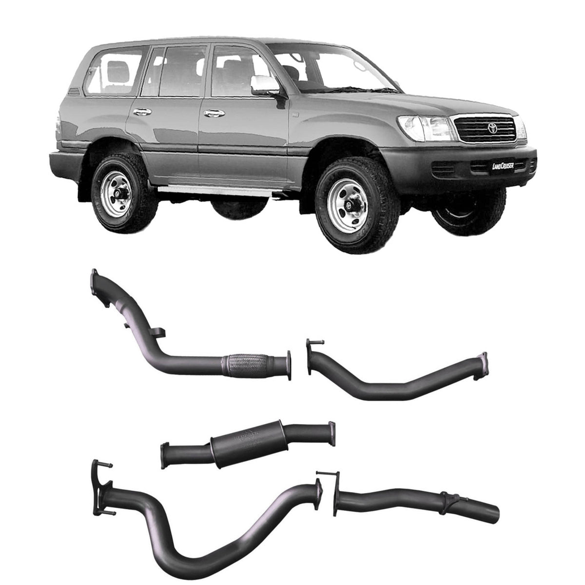 Redback 3-inch Turbo-Back, Resonator – LandCruiser 105 Wagon | TLX45200-PR-1HD