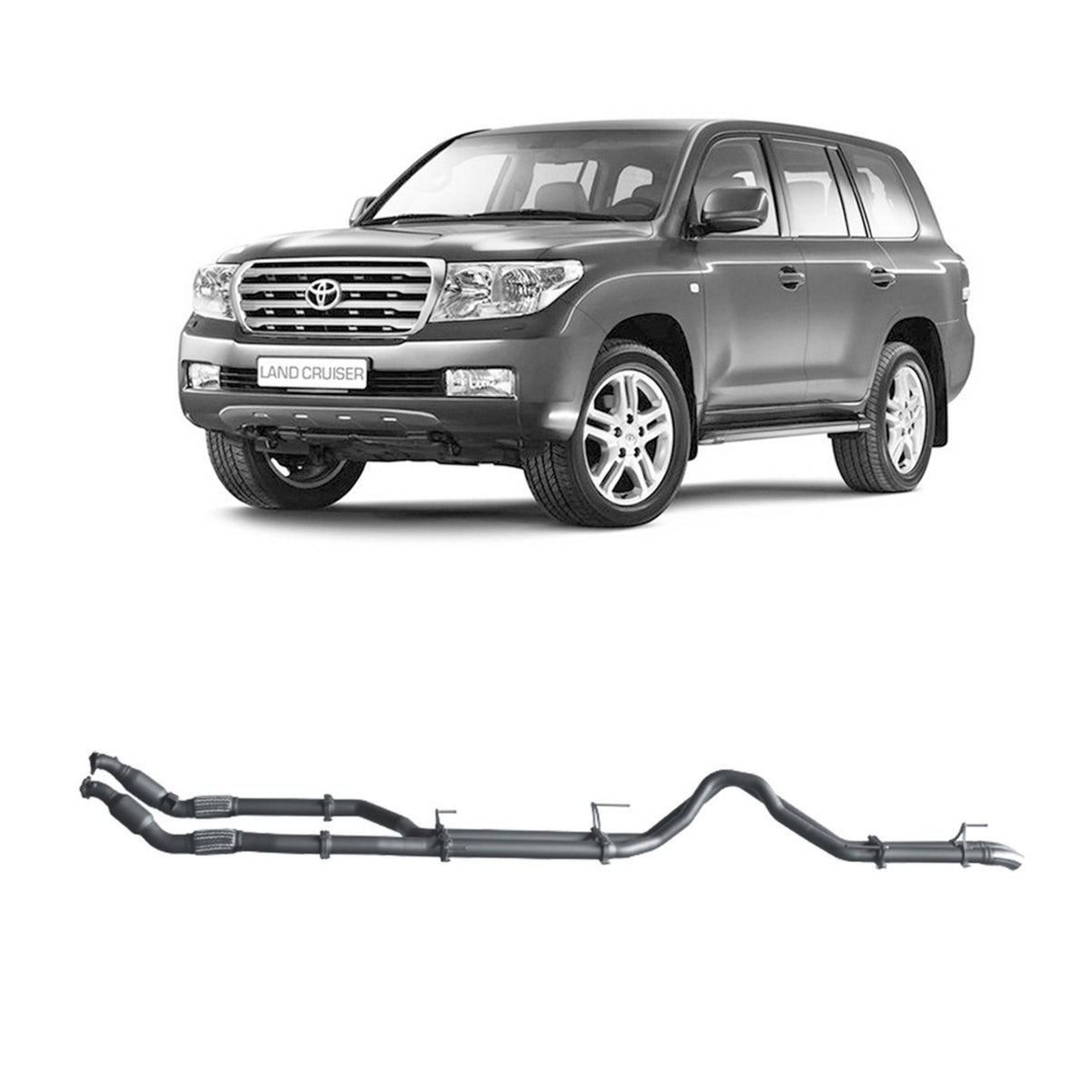 Redback Twin 3-inch Turbo-Back, Cat & Muffler Delete – LandCruiser 200 4.5L V8 | TLX45900-CP