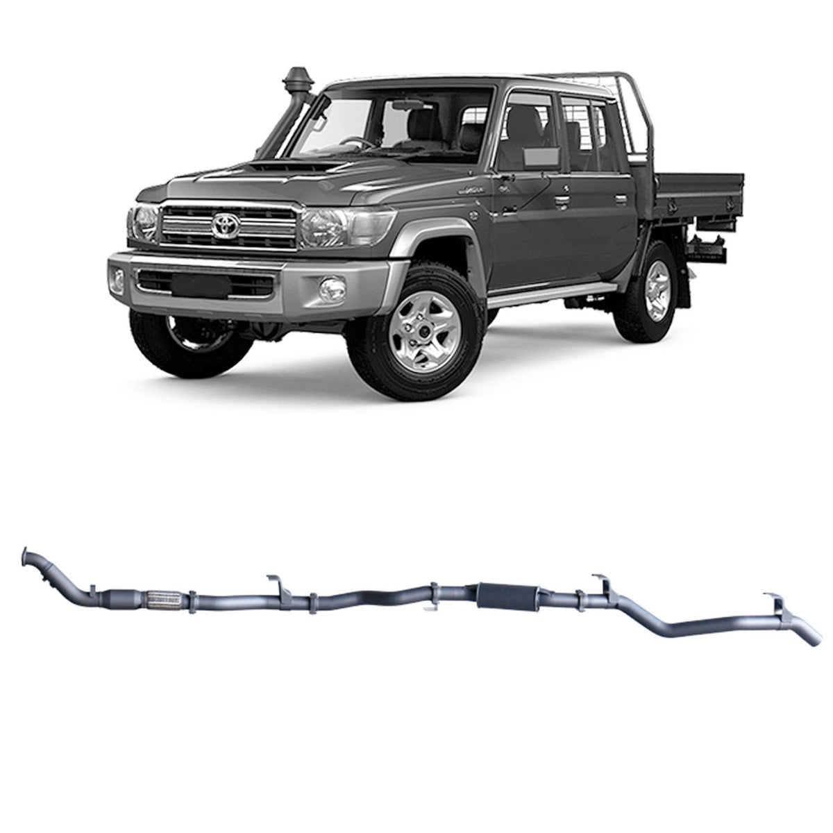 Redback 3-inch Turbo-Back, Cat & Resonator – LandCruiser 79 Double Cab, Non-DPF | TLX46200-CR