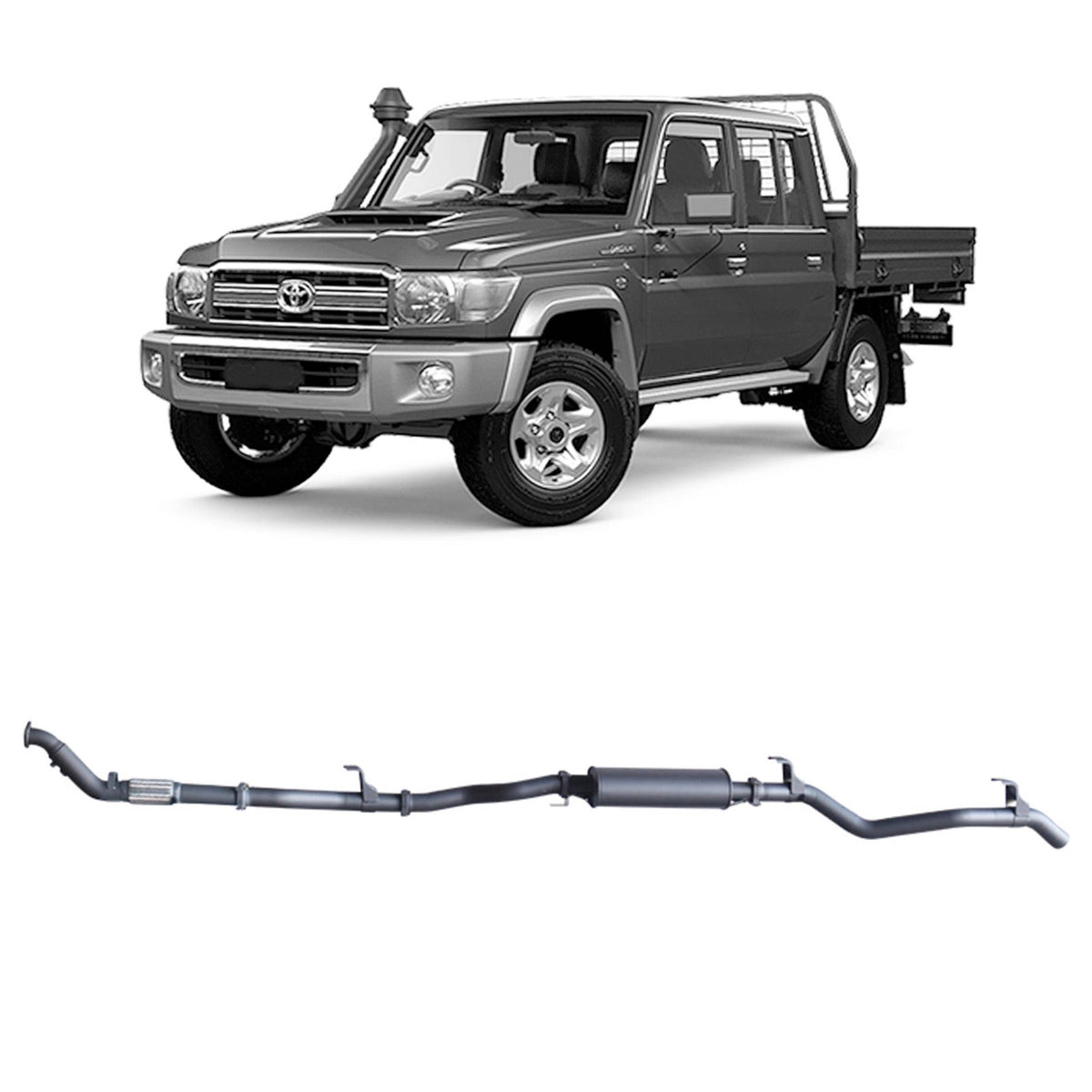 Redback 3-inch Turbo-Back, Large Muffler, No Cat – LandCruiser 79 Double Cab | TLX46200-PM
