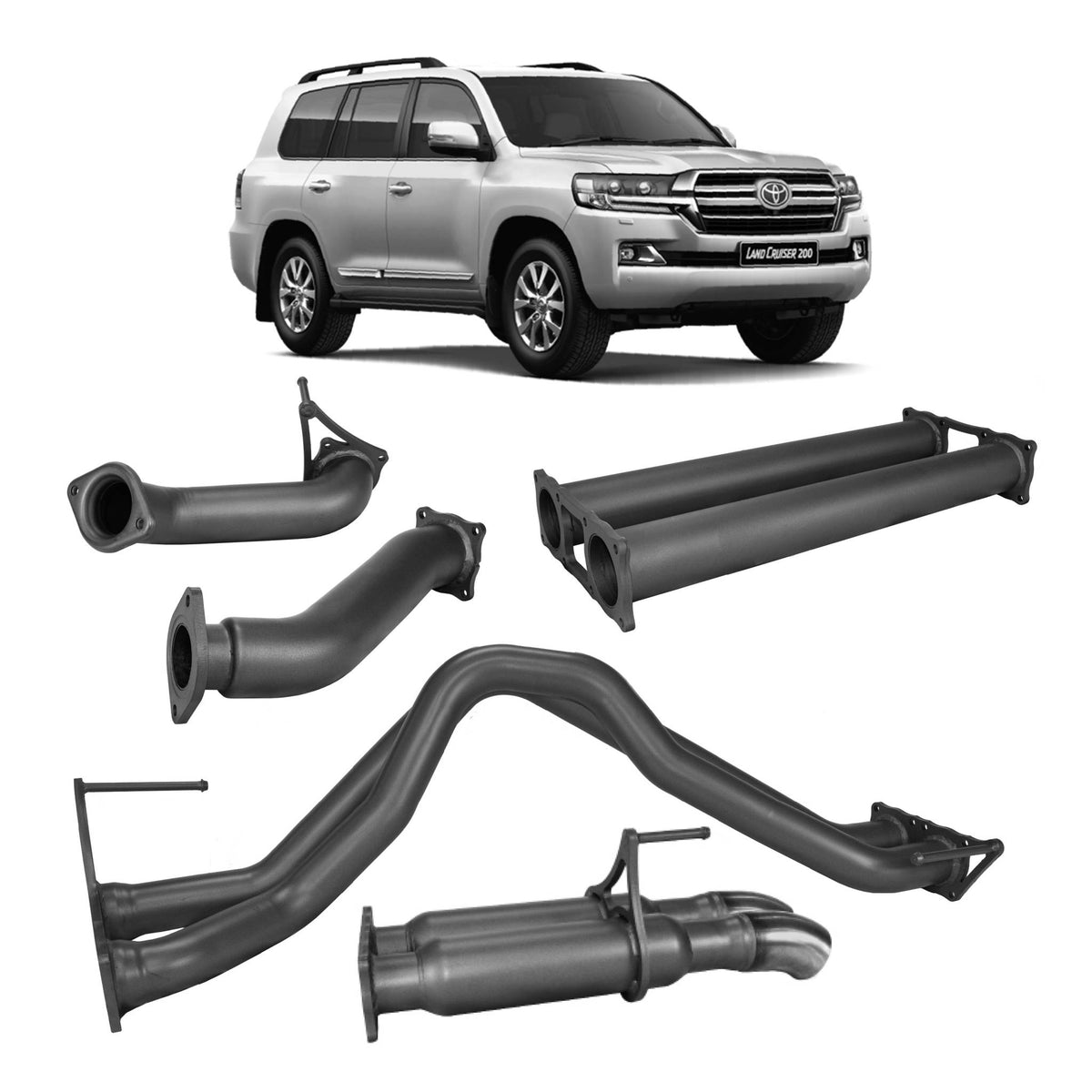 Redback Twin DPF-Back Exhaust, Centre Delete & Rear Hotdogs – LandCruiser 200 4.5L V8 | TLX49800-PR