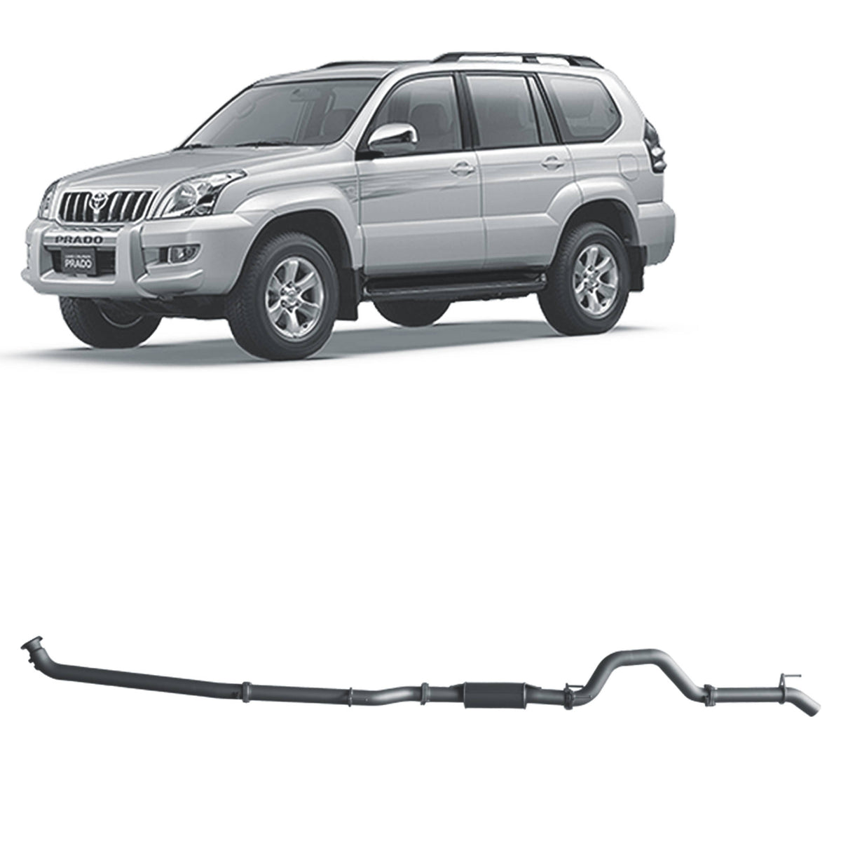 Redback 3-inch Dump-Pipe-Back, Resonator – Toyota Prado 120 1KZ-TE | TPX43400-PR