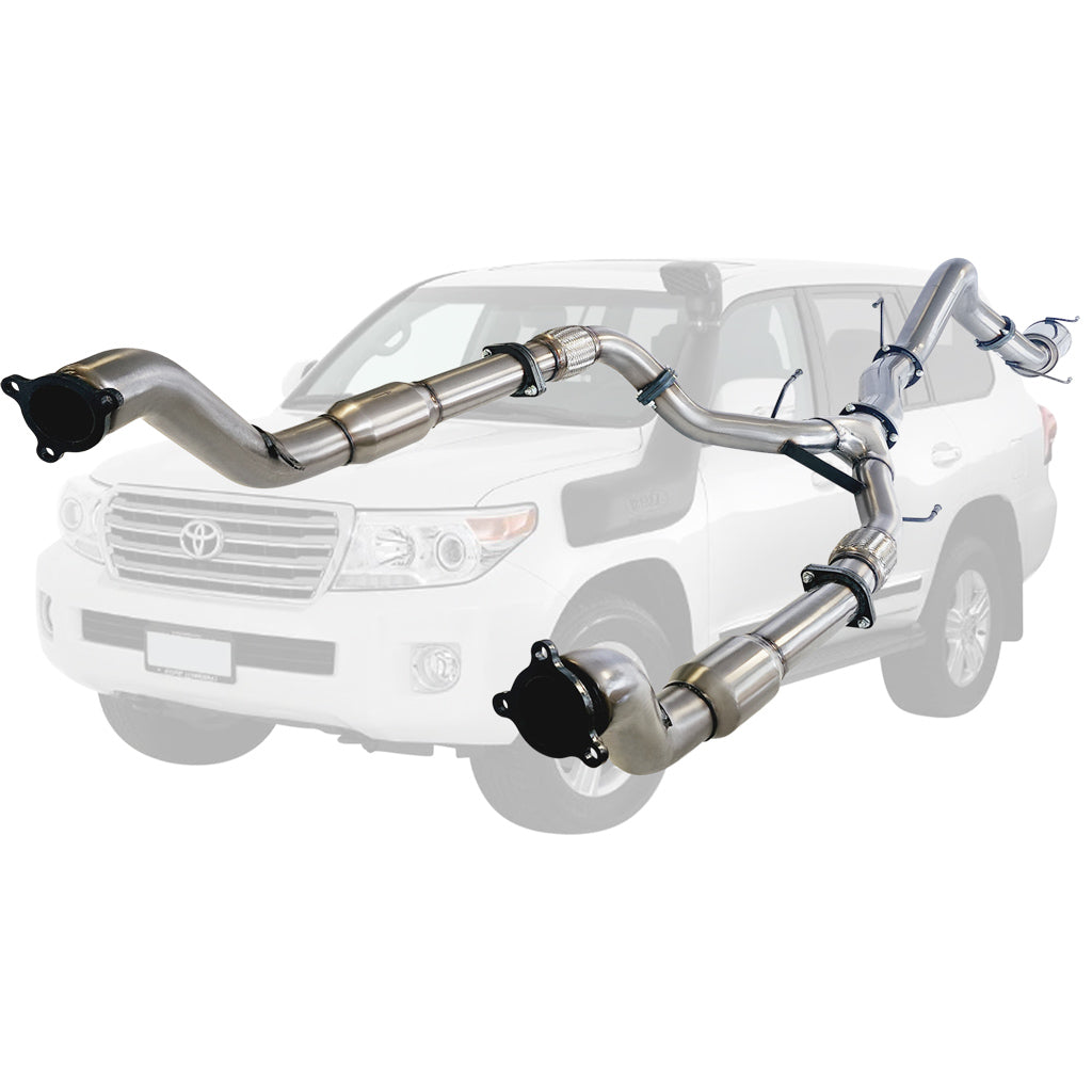 Toyota LandCruiser 200 VDJ200 Twin 3"→4" Turbo-Back – Cat + Centre Pipe + Rear Muffler – TY432-CPMSS — TY432-CPMSS