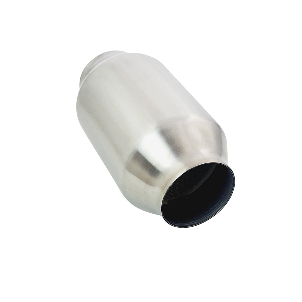 B1T250MNR — Universal Catalytic Converters - 2.5" to 4" 100/200 Cell Metallic Round Body, Brush Finish, 190mm Length