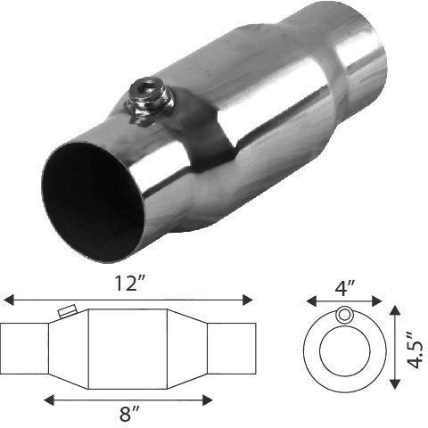 Redback 3 1/2" Petrol Catalytic Converter – 100 Cell, Euro 2 | C1T107MTA