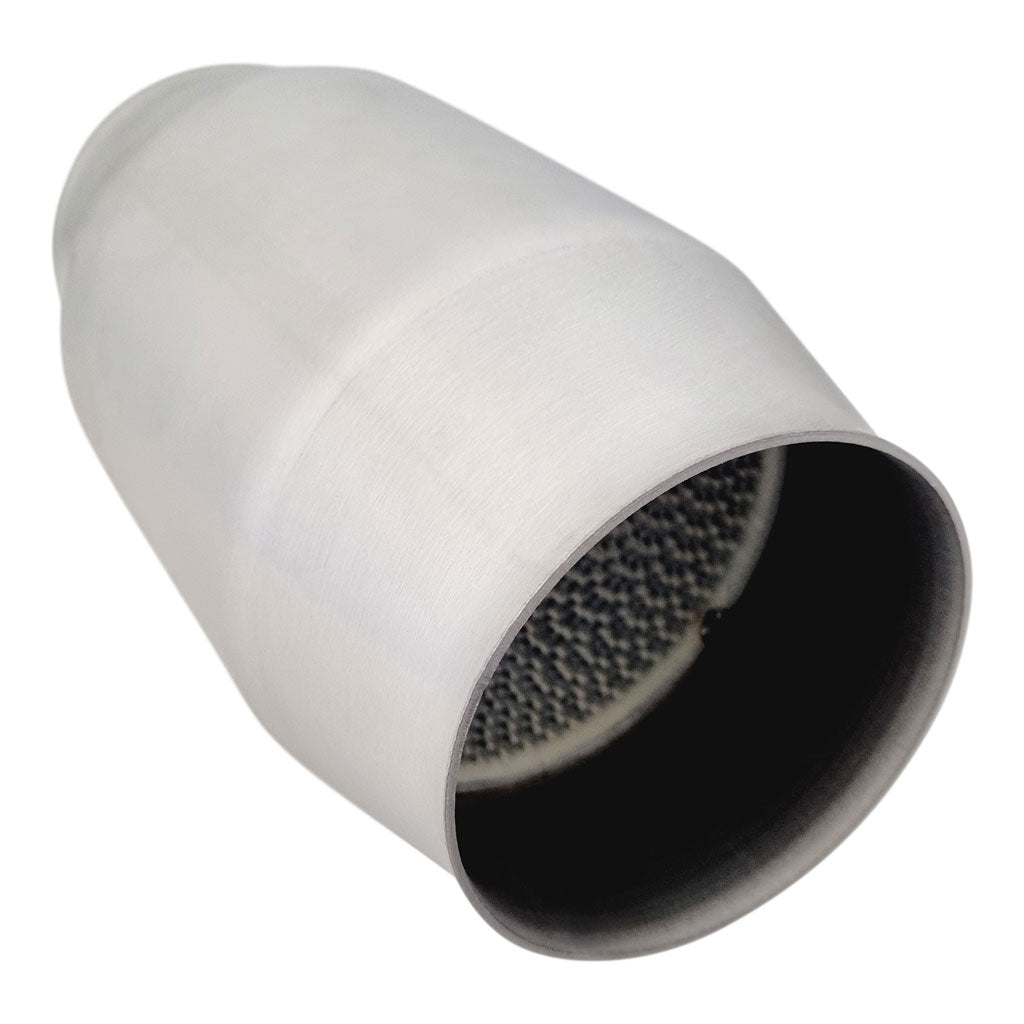 B2T400MNR — Universal Catalytic Converters - 2.5" to 4" 100/200 Cell Metallic Round Body, Brush Finish, 190mm Length