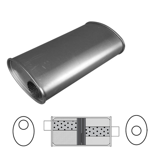 Redback 3" Baffled Muffler – 14" Offset/Centre | D827GPBN