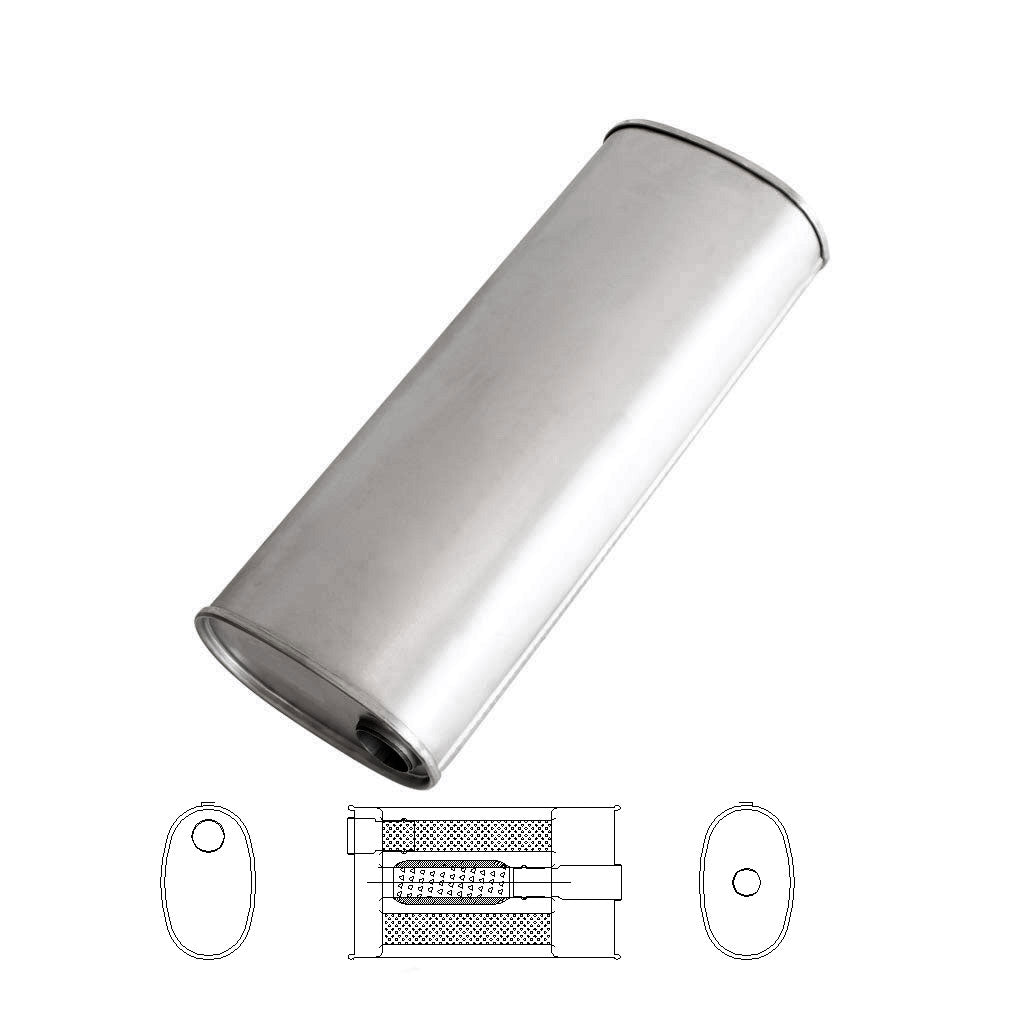 E350TBN — 8" x 5" Offset/Centre Configurations Mufflers | Aluminised | Select Your Size Length and Internal Options