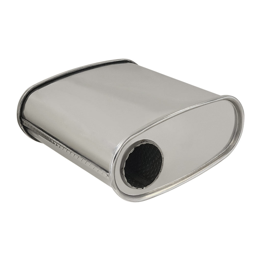 F715MN-409R — 10" X 4" OVAL - 10.5" LONG O/C 2 1/2" GLASS PACKED NO STUBS EVERFLO 409 STAINLESS
