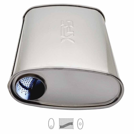 F727MN-304P — 10" x 4" Offset/Centre Configurations Mufflers | Stainless 304 | Select Your Size Length and Internal Options