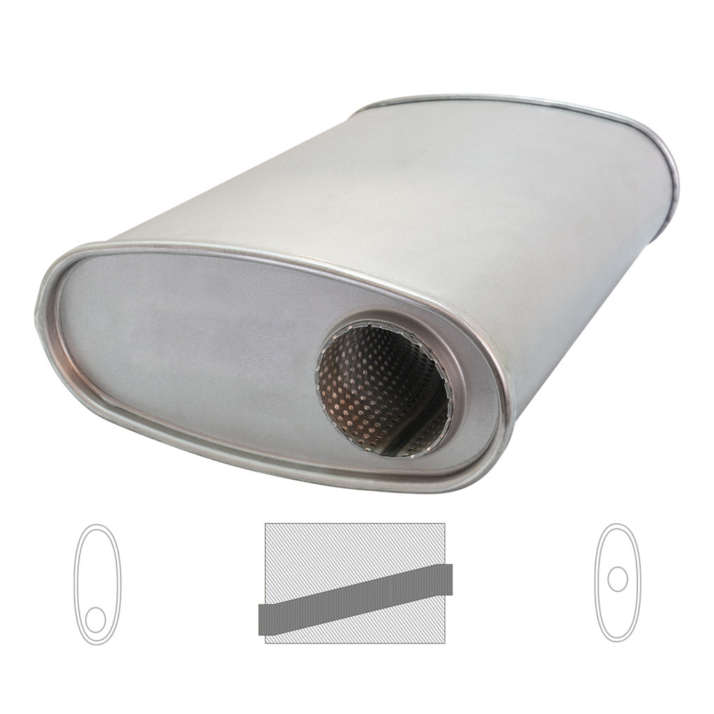 F727MN — 2.5" UNIVERSAL MEGA FLOW OVAL MUFFLER 10X4 14" LONG O/C NO STUBS