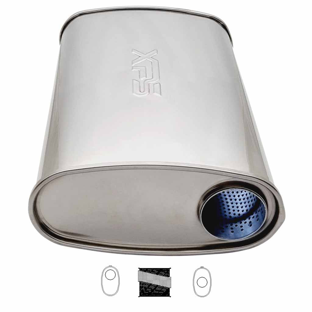 F735MN-304P — 10" x 4" Offset/Centre Configurations Mufflers | Stainless 304 | Select Your Size Length and Internal Options