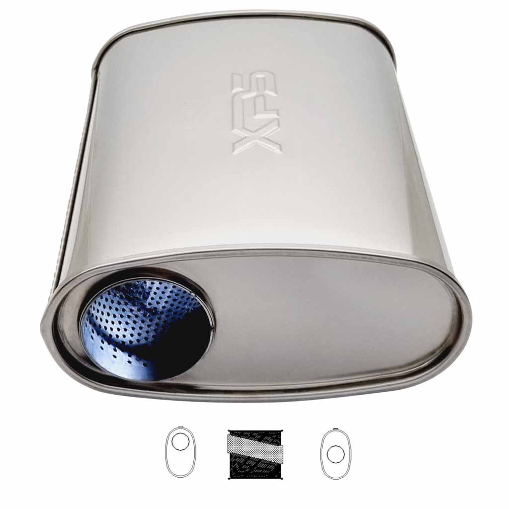 F827MN-304P — 10" x 4" Offset/Centre Configurations Mufflers | Stainless 304 | Select Your Size Length and Internal Options