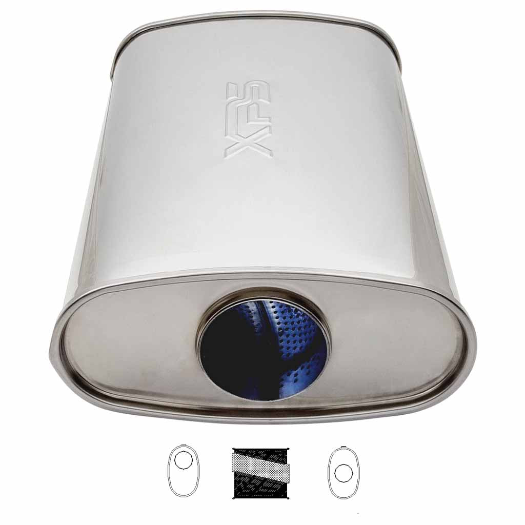 F835MN-304P — 10" x 4" Offset/Centre Configurations Mufflers | Stainless 304 | Select Your Size Length and Internal Options