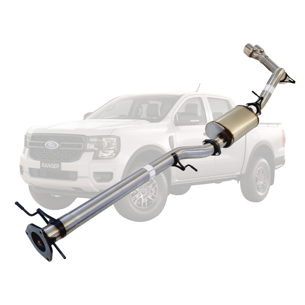 Ford Ranger Next Gen V6 3L Turbo Diesel 2022 > 3" DPF Back Stainless Exhaust With Muffler Only Twin Tip Side Exit (FD255-MOS-SS)
