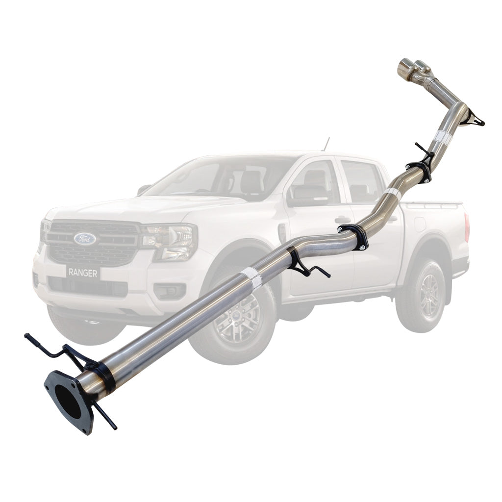 Ford Ranger Next Gen V6 3L Turbo Diesel 2022 > 3" DPF Back Stainless Exhaust With Pipe Only Twin Tip Side Exit (FD255-POS-SS)