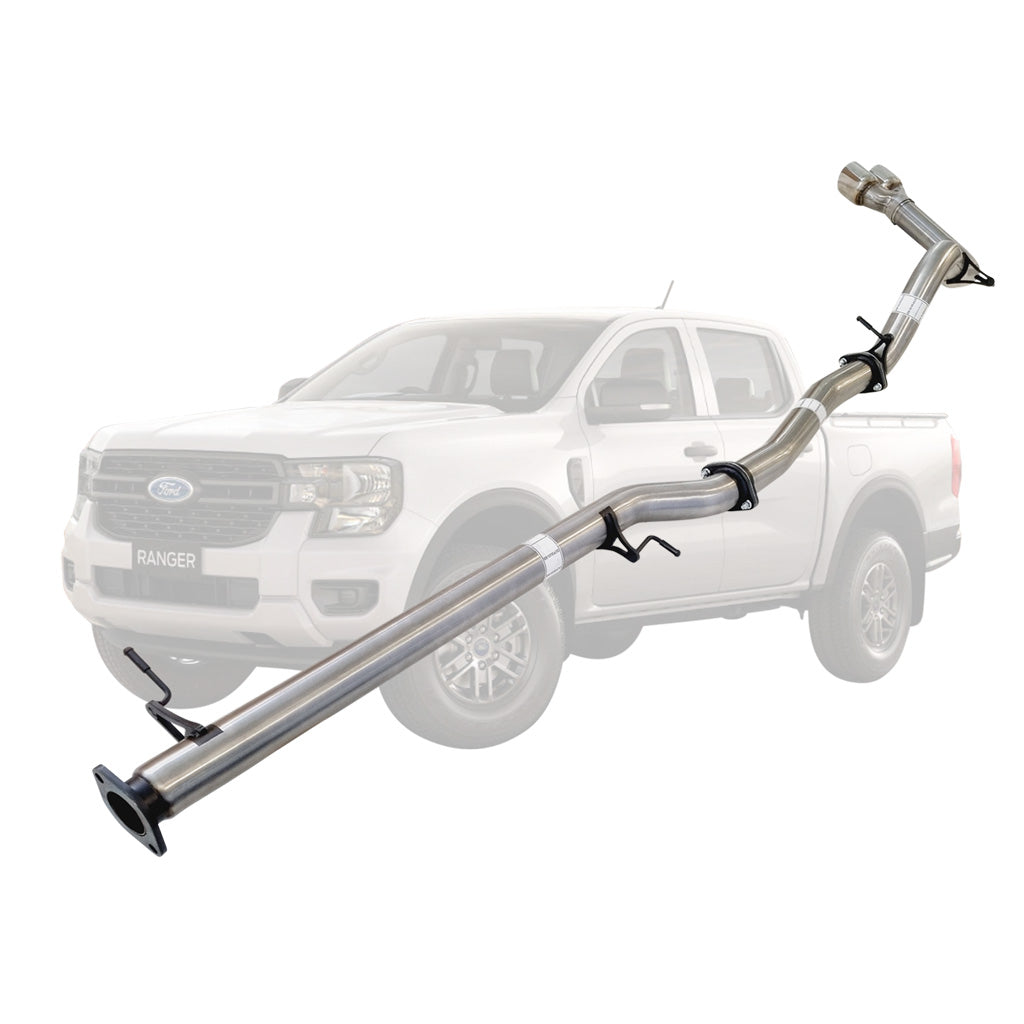 Ford Ranger Next Gen 2.0L Bi-Turbo stainless DPF-back pipe twin tip side exit FD256-POS-SS