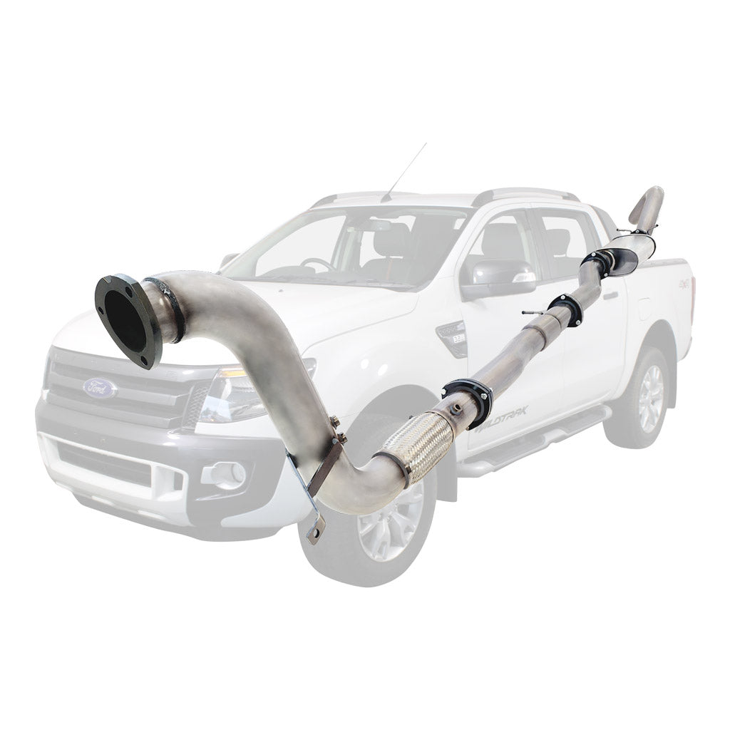 FD340-MCSS Ford Ranger PX 3.2L 3.5 inch stainless turbo-back exhaust with cat and muffler